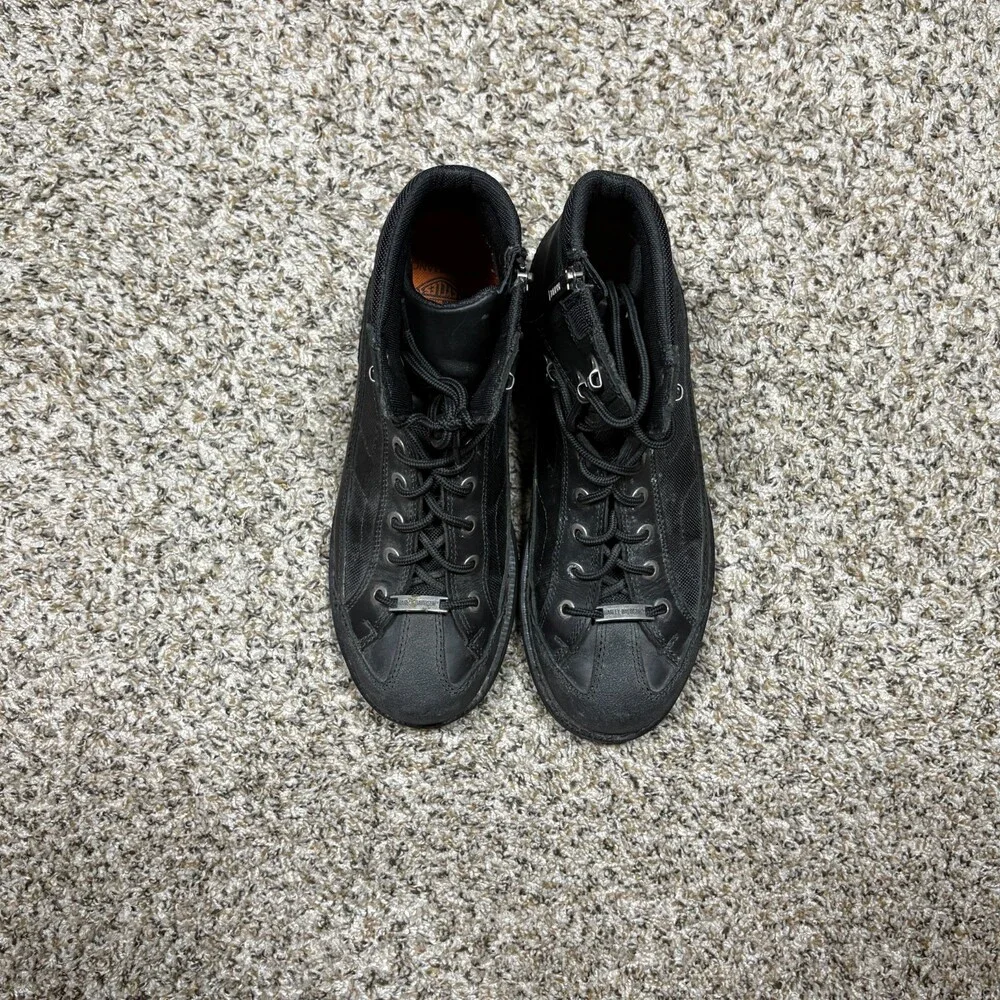 Harley Davidson Mens Boots Sz 12 Black Leather / Textile Side Zip Soft Toe